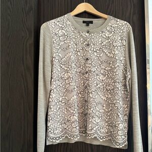 JCrew Merino Wool Lace Panel Cardigan NWT